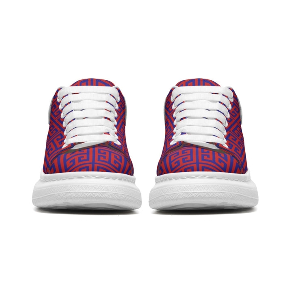 Chic Patterned Women's Sneakers in Red and Blue